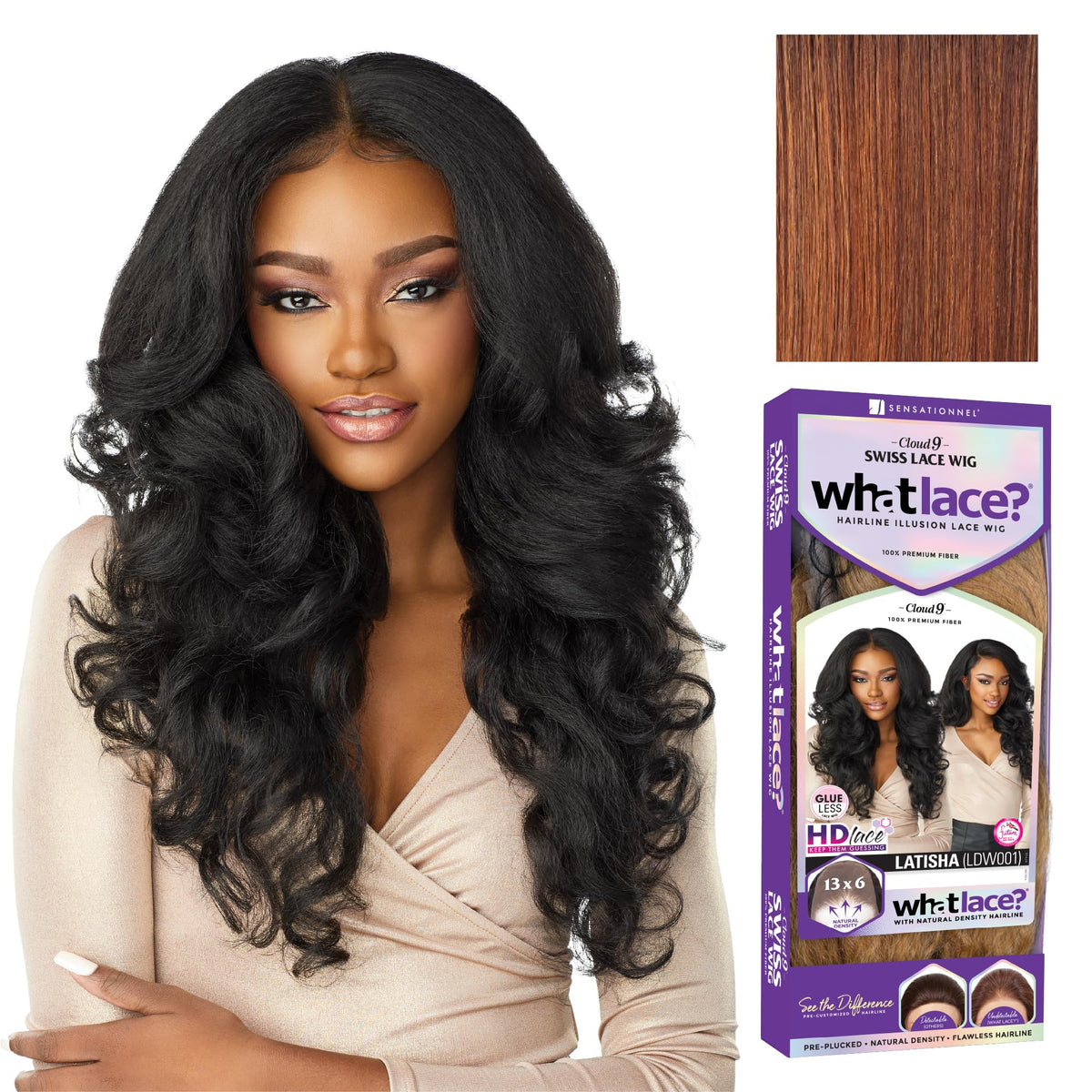 Sensationnel What Lace 13x6 Wig-Latisha Flamboyage Auburn front view