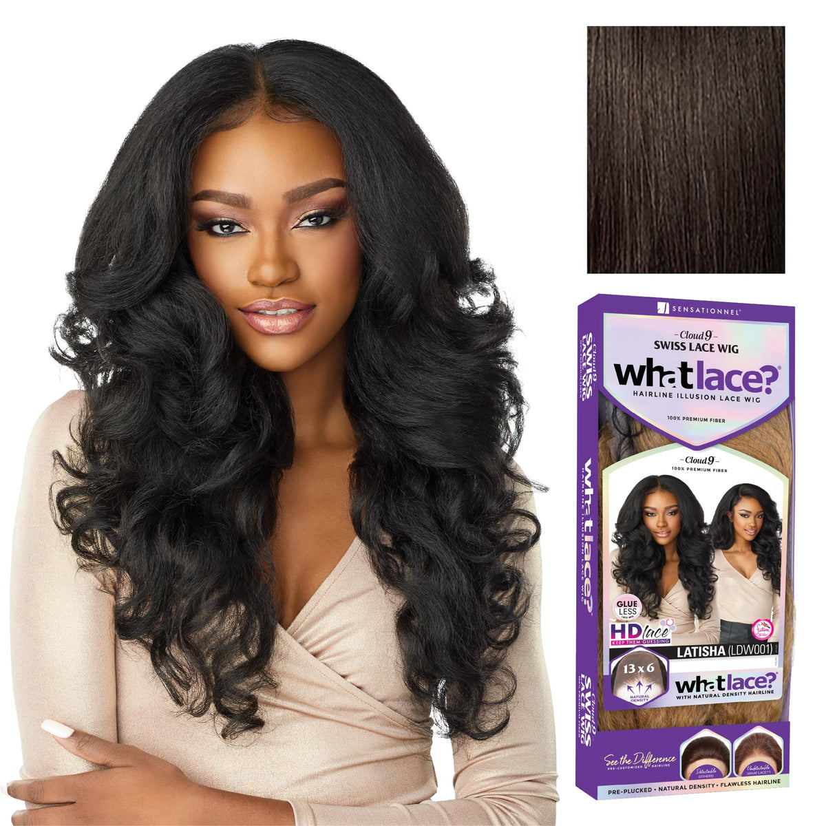 Sensationnel What Lace 13x6 Wig-Latisha front view in dark brown