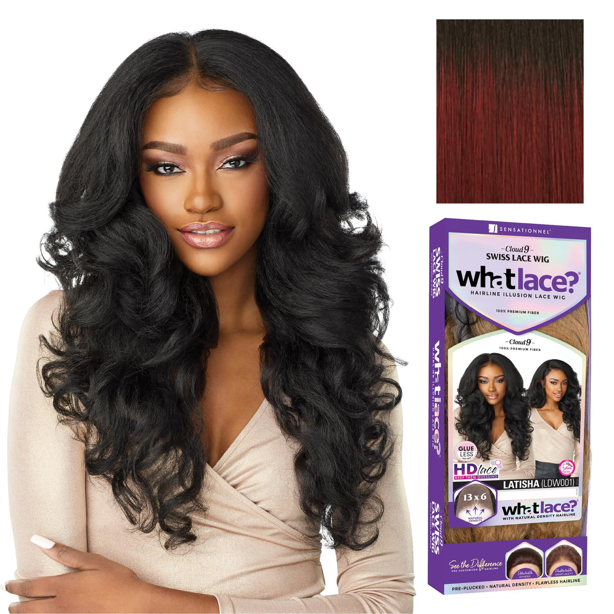Sensationnel What Lace 13x6 Wig-Latisha T1B/BG front view