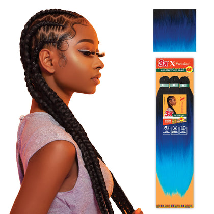 Sensationnel X-Pression 58in Braids 3T1B/DBLUE/LBLUE front view