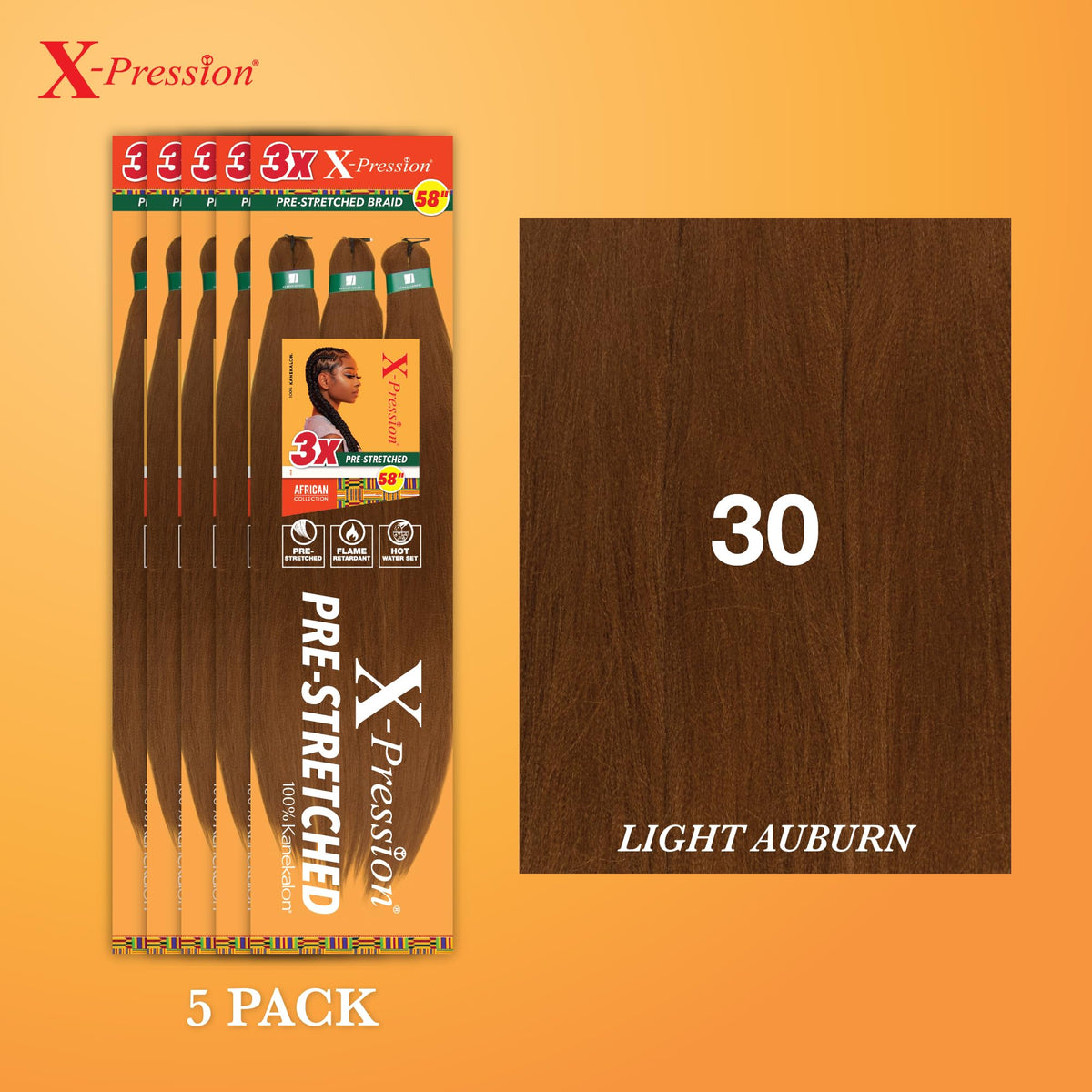Sensationnel X-Pression 58in Braids Light Auburn packaging