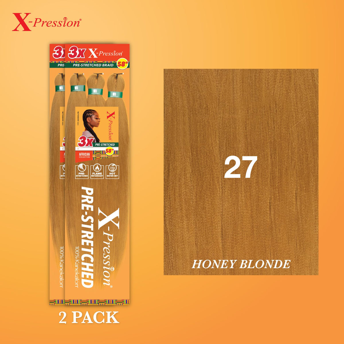 Sensationnel X-Pression 58in Honey Blonde braids packaging