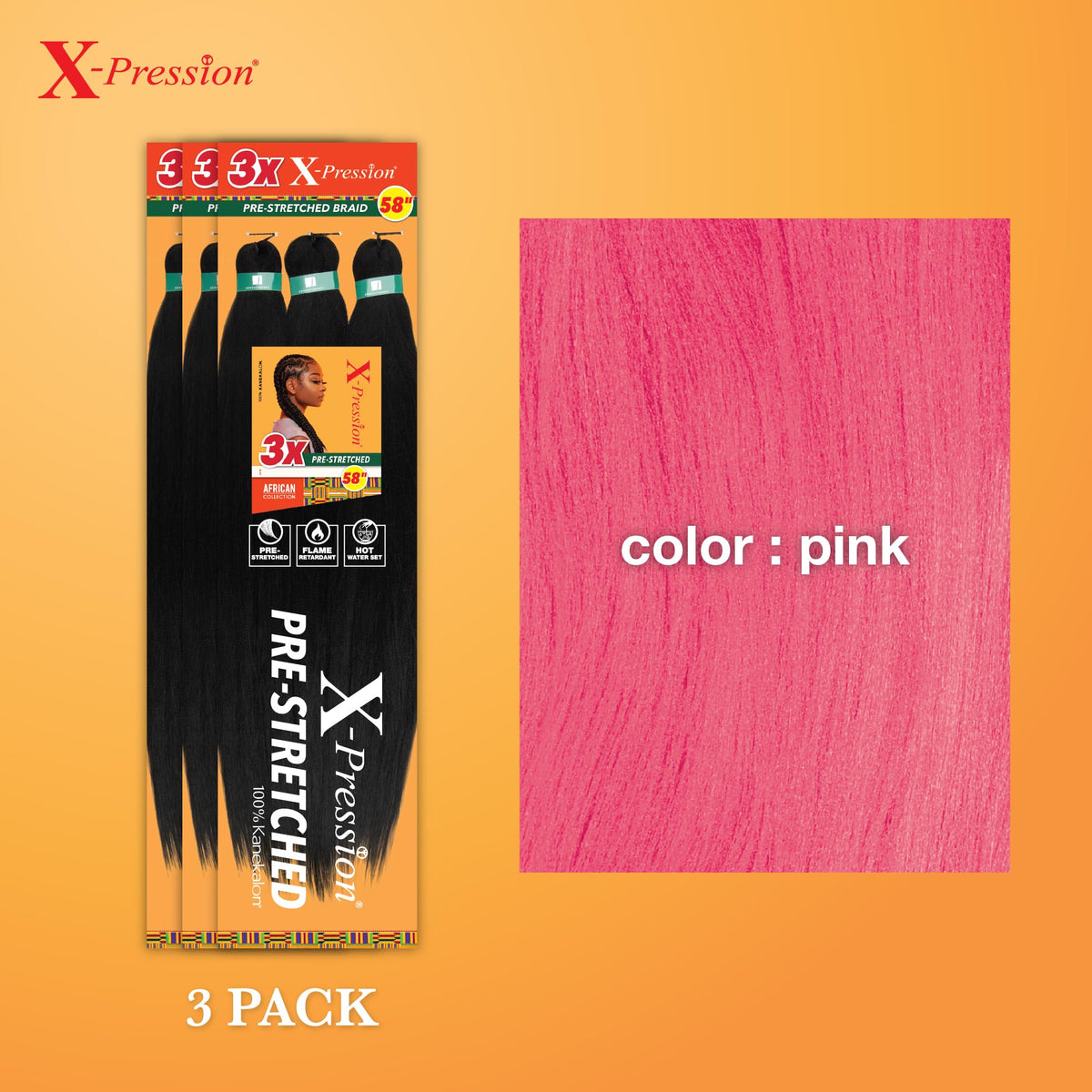 Sensationnel X-Pression 58in Pink Braiding Hair side view