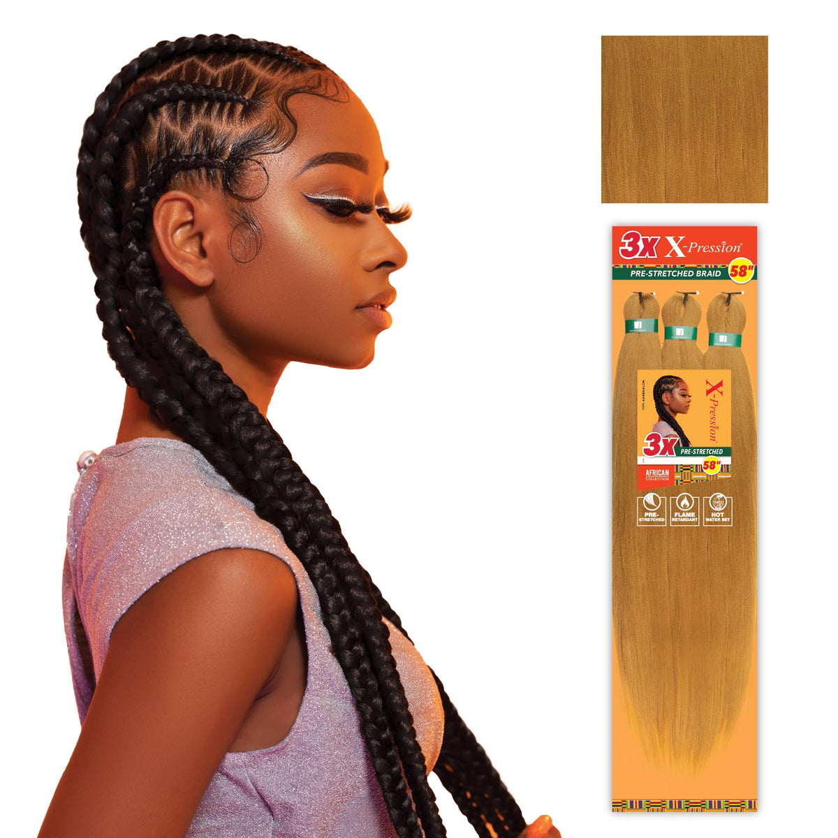 Sensationnel X-Pression Braids 3X 58in 27 Honeyblonde front view