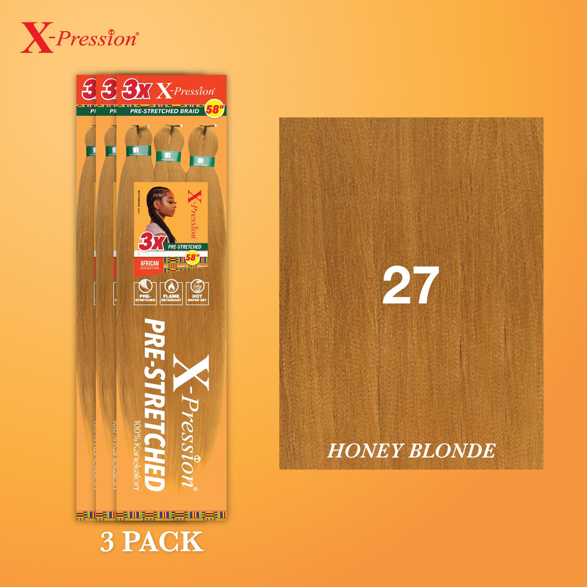Sensationnel X-Pression Braids 3X 58in 27 Honeyblonde packaging
