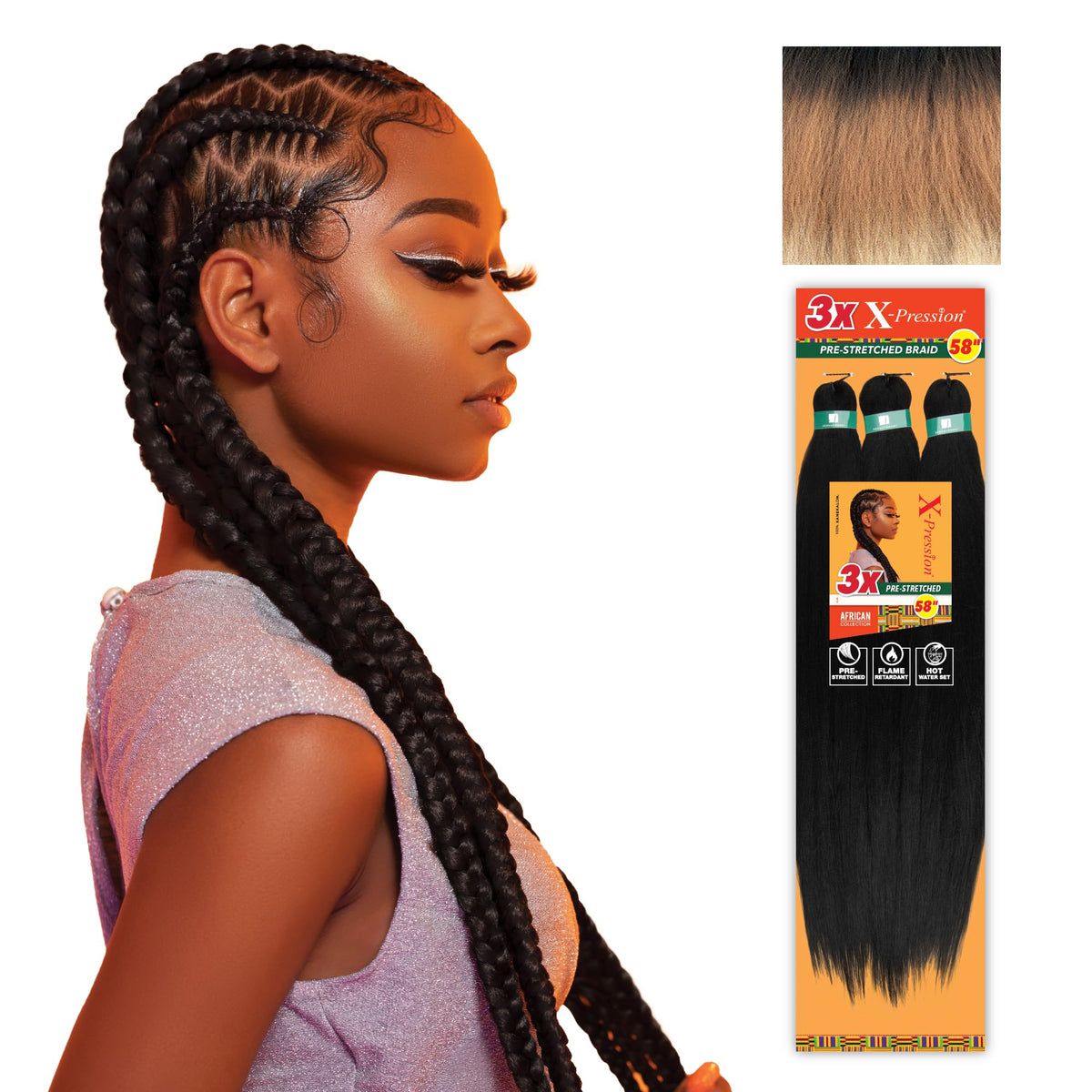 Sensationnel X-Pression Braids 3X 58in 5pk packaging front view