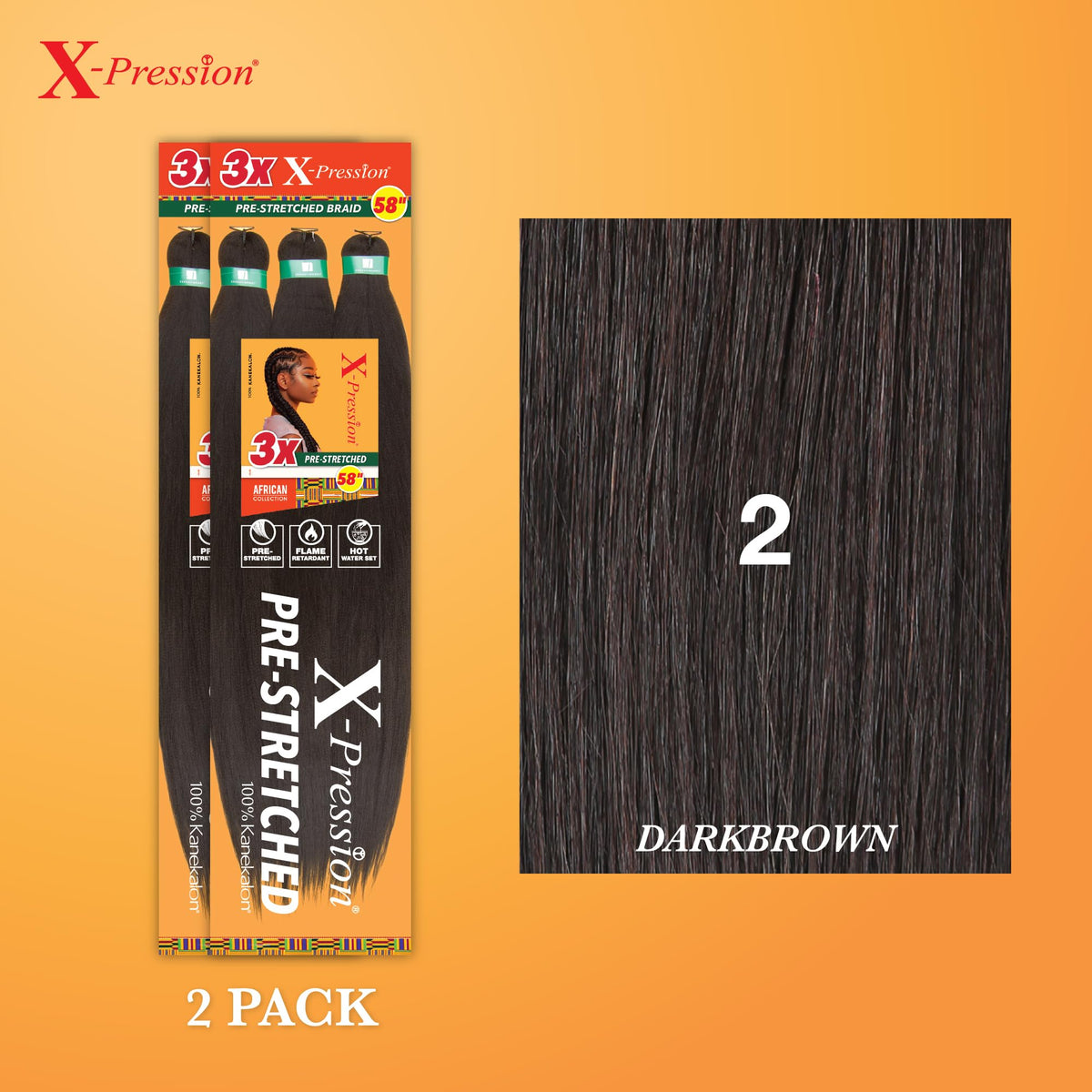 Sensationnel X-Pression Braids 3X 58in Dark Brown packaging