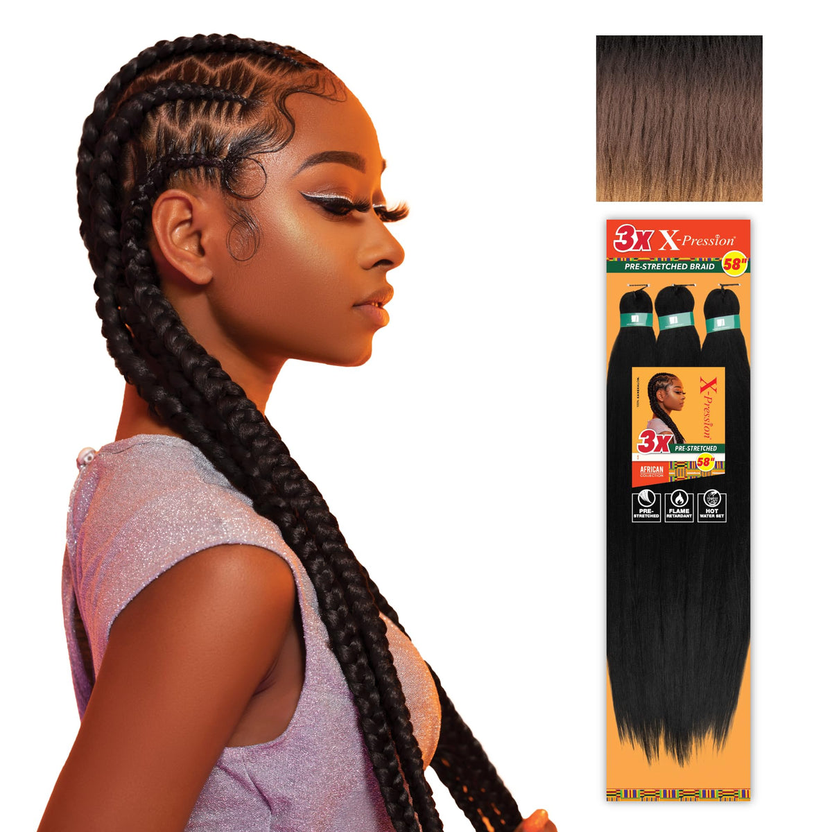 Sensationnel X-Pression Braids 3X 58in front view