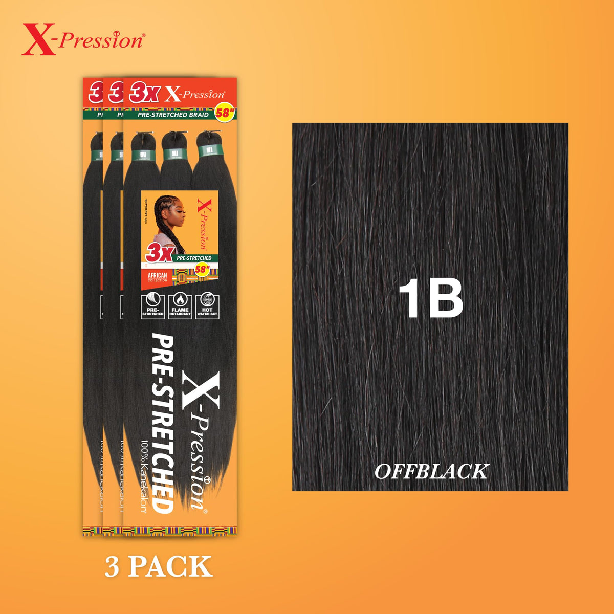 Sensationnel X-Pression Braids 58in 3X Off Black packaging