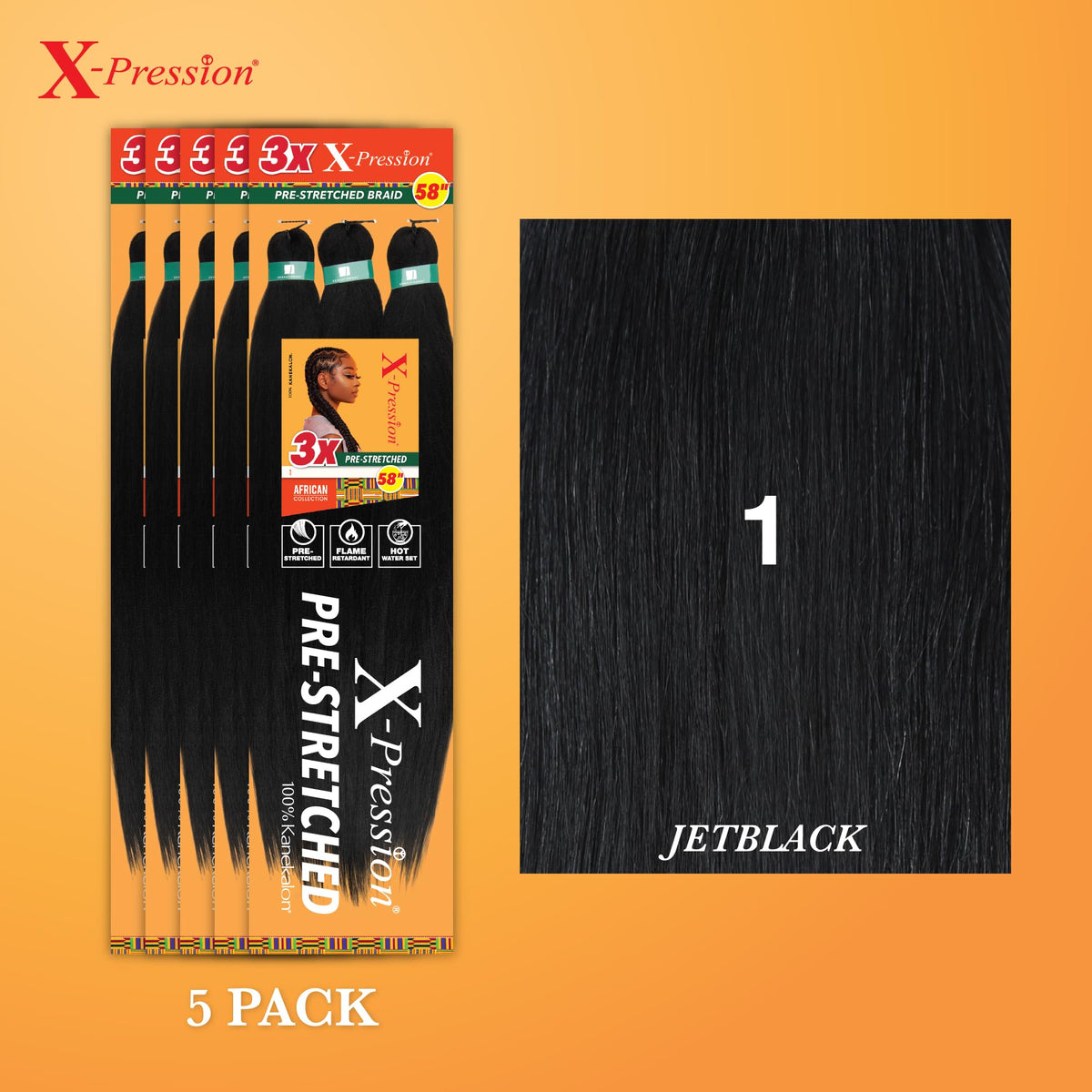 Sensationnel X-Pression Braids 58in Jet Black packaging