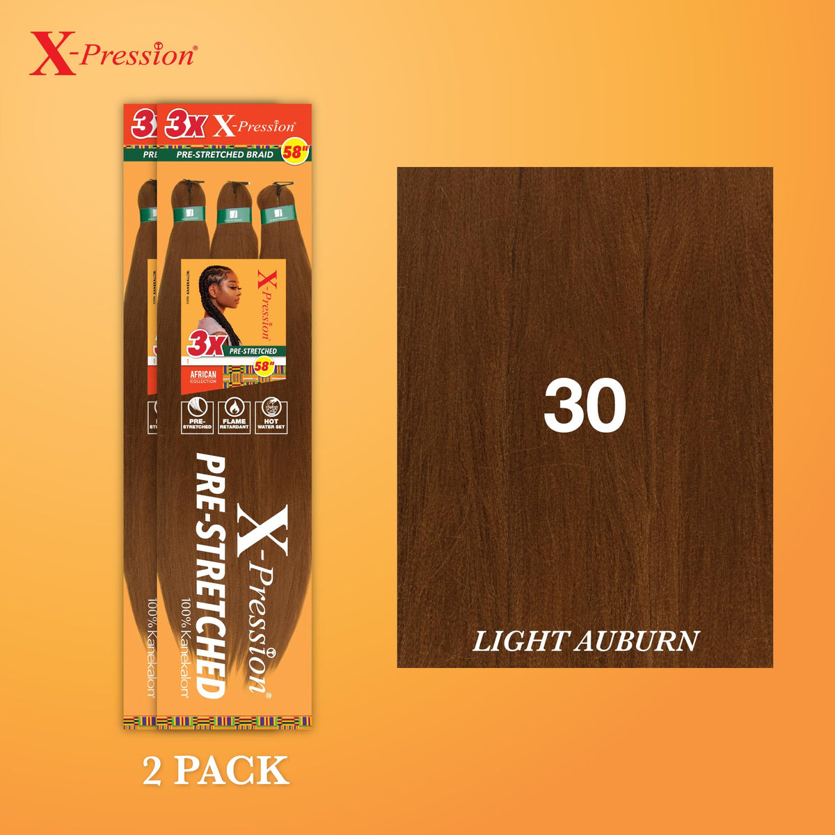 Sensationnel X-Pression Braids 58in Light Auburn packaging