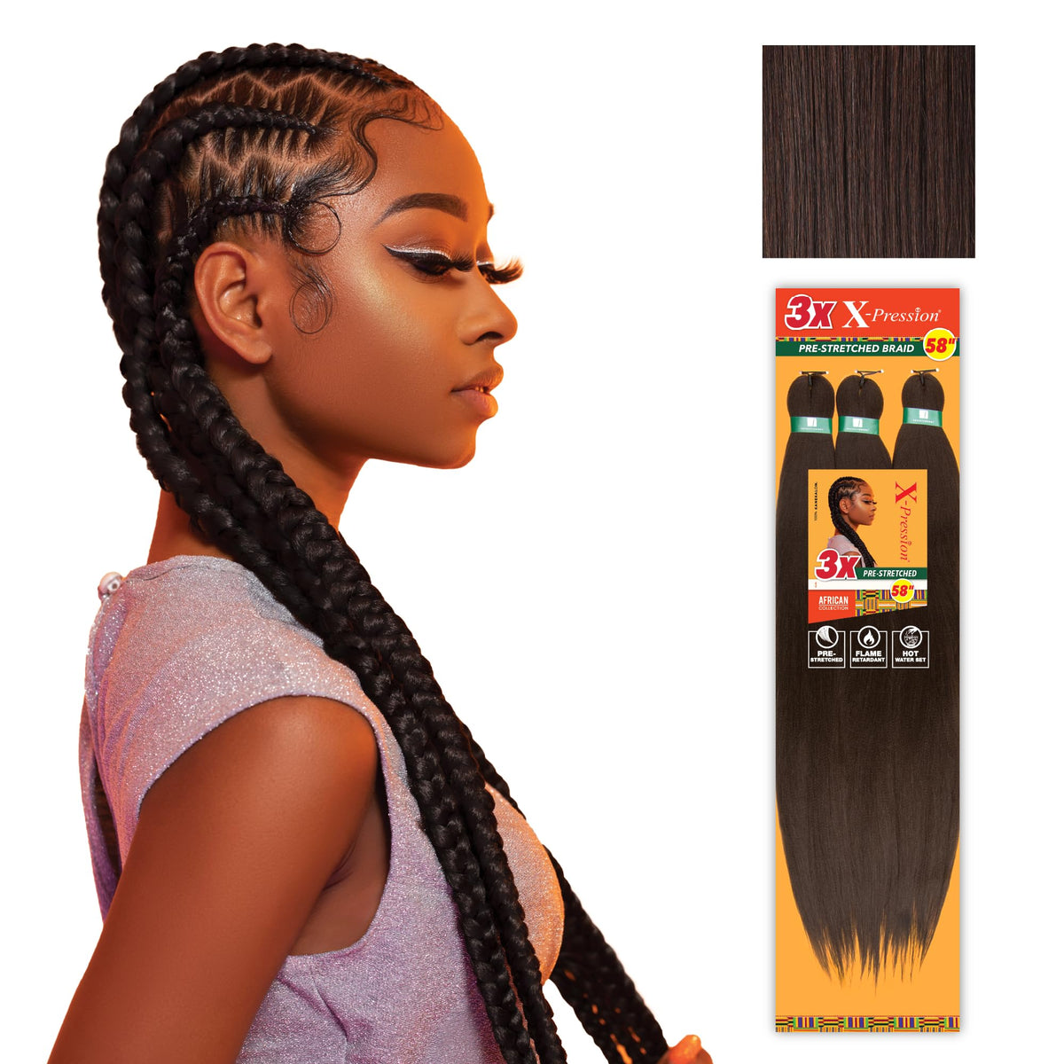 Sensationnel X-Pression Braids 58in Medium Brown front view