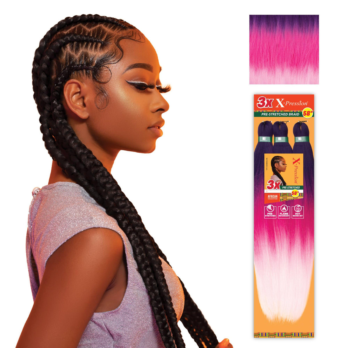 Sensationnel X-Pression Braids 58in Purple front view