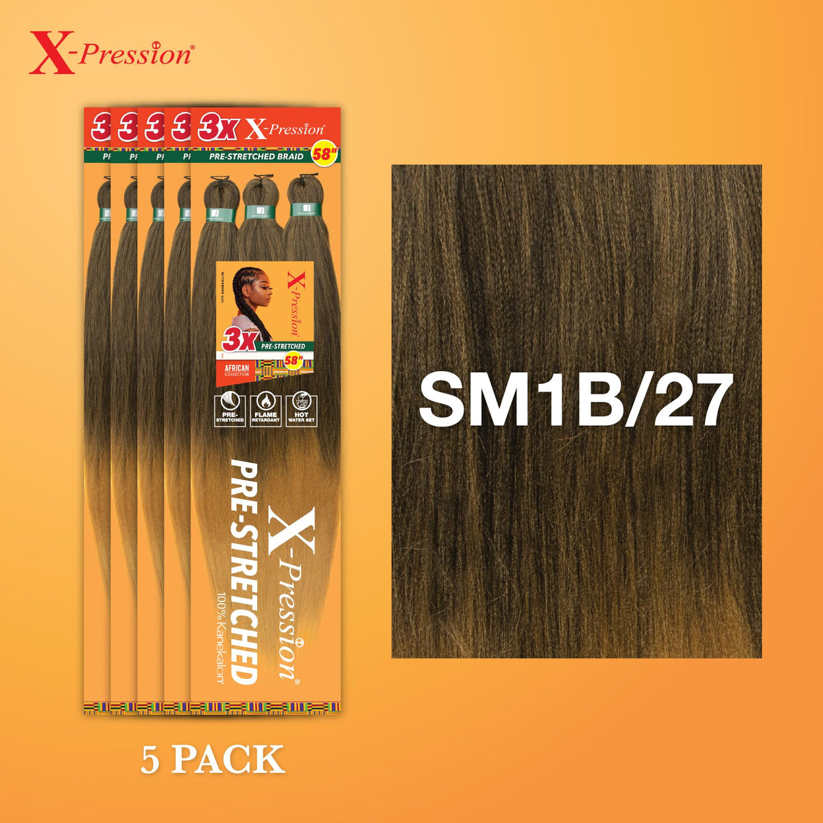 Sensationnel X-Pression braids packaging with 5 packs