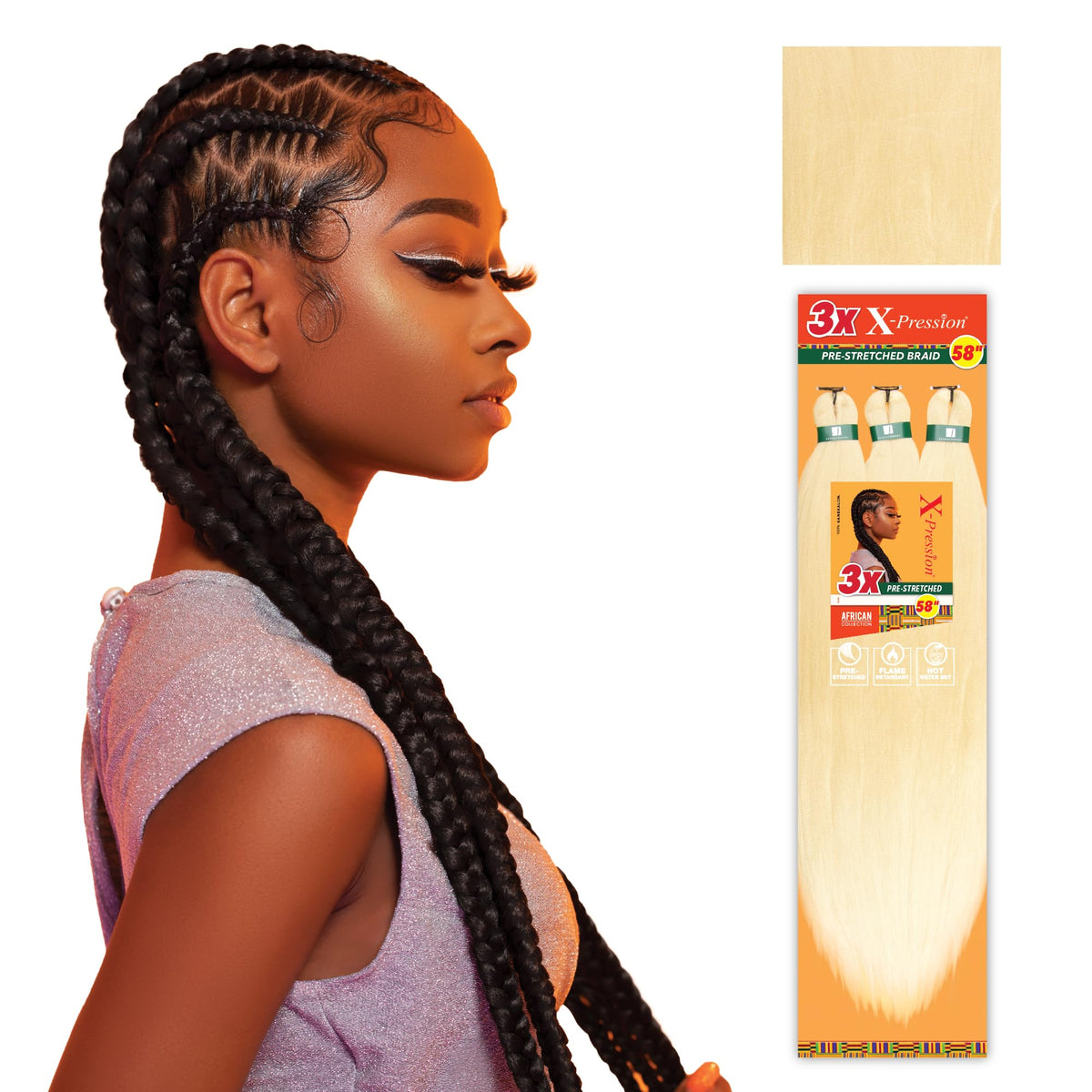Sensationnel X-Pression Prestretched Braids 58in 613 Blonde front view
