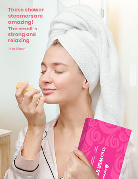 SEONNIX Shower Steamers displayed with essential oils
