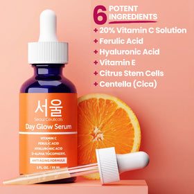 SeoulCeuticals Vitamin C Serum 20% with product benefits list