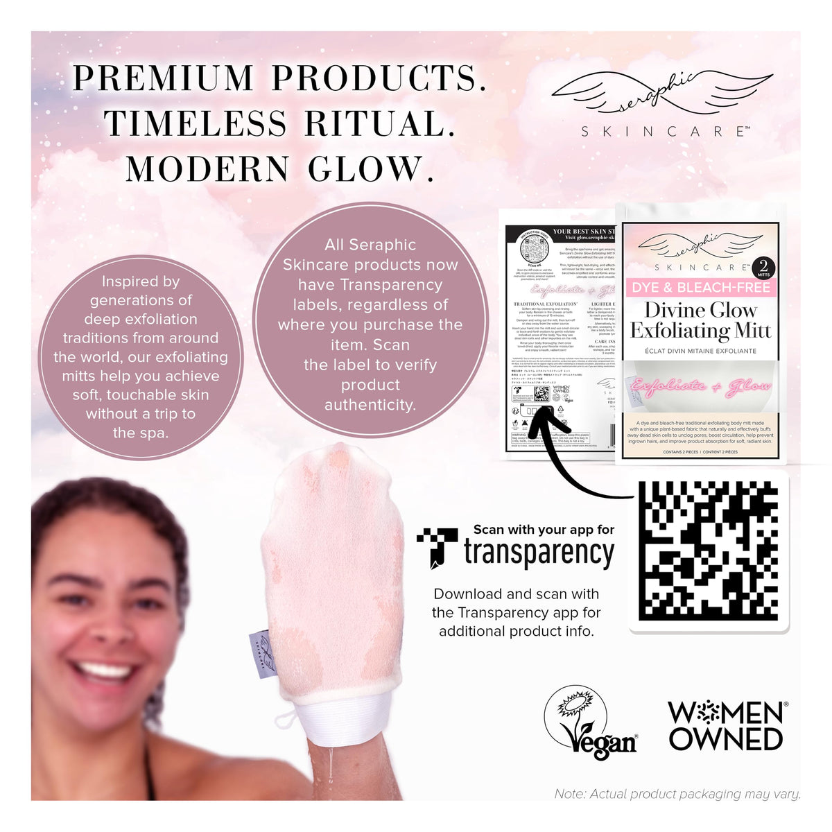 SERAPHIC SKINCARE Divine Glow Exfoliating Mitt drying loop