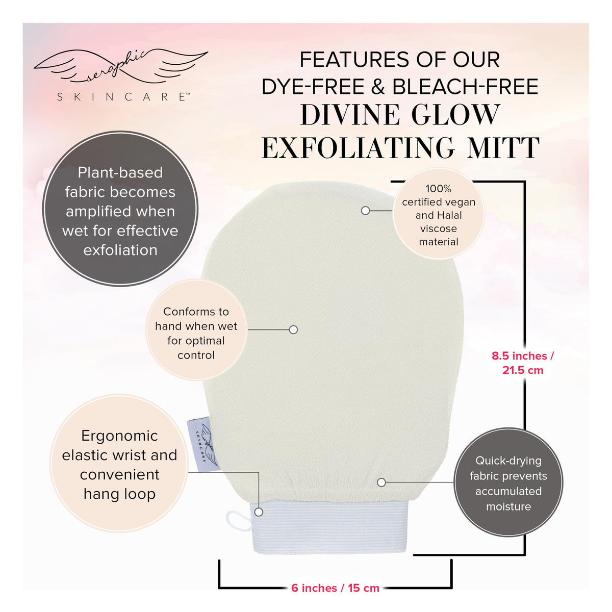 SERAPHIC SKINCARE Divine Glow Exfoliating Mitt side view