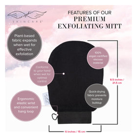 SERAPHIC SKINCARE exfoliating gloves in use during a shower