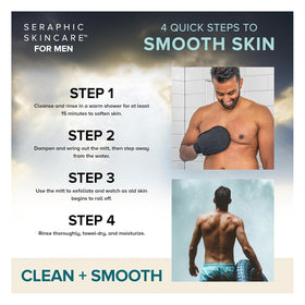 SERAPHIC SKINCARE Exfoliating Mitt in use during shower