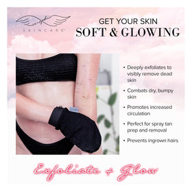 SERAPHIC SKINCARE exfoliating mitts hanging loop detail