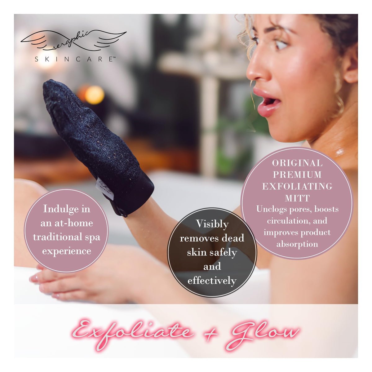 SERAPHIC SKINCARE exfoliating mitts packaging