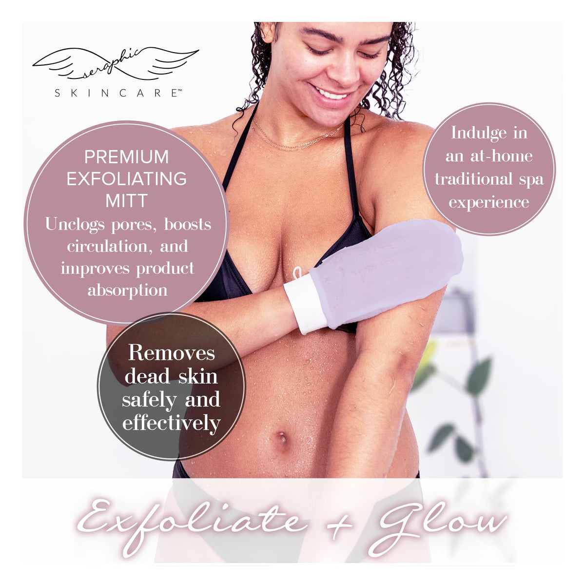 SERAPHIC SKINCARE Lavender Premium Body Exfoliating Mitt packaging