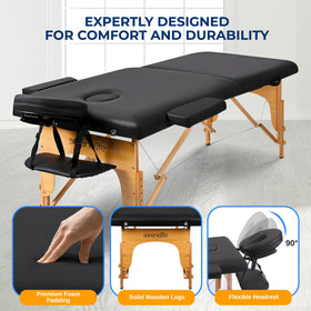 SereneLife Portable Massage Table backrest in lifted position