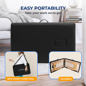 SereneLife Portable Massage Table folded with carrying bag