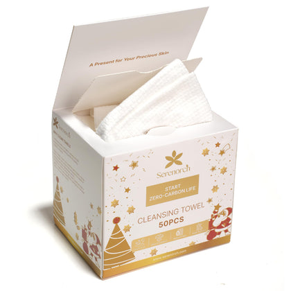Serenorch Christmas Disposable Face Towels XL front view in gift packaging