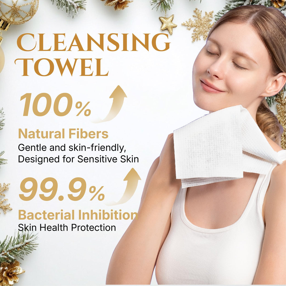 Serenorch Christmas Disposable Face Towels XL in use for skincare