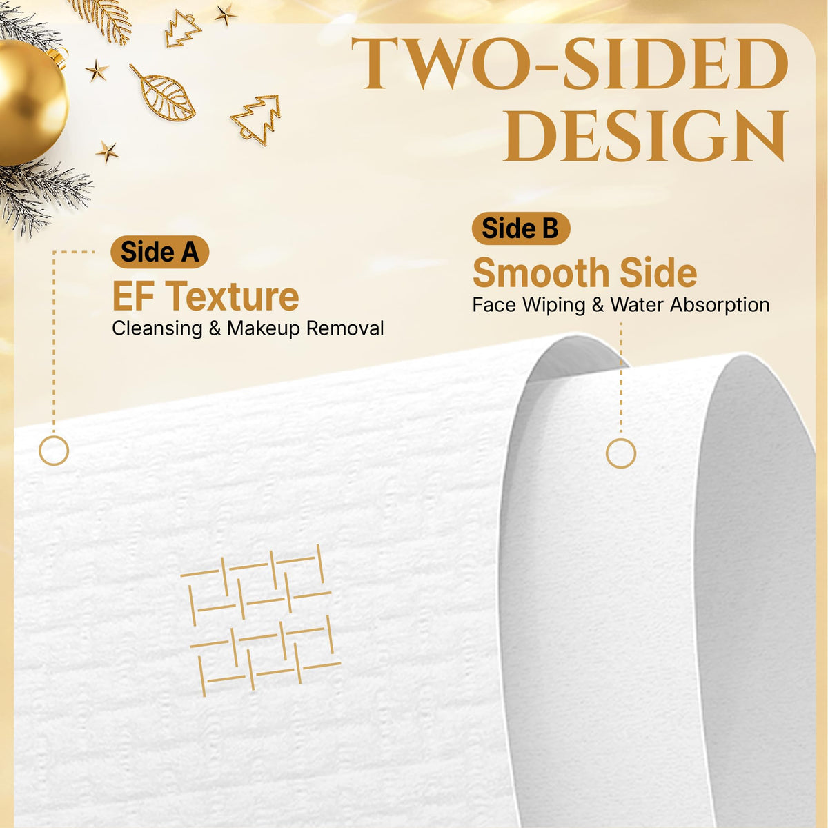 Serenorch Christmas Disposable Face Towels XL with towel laid out