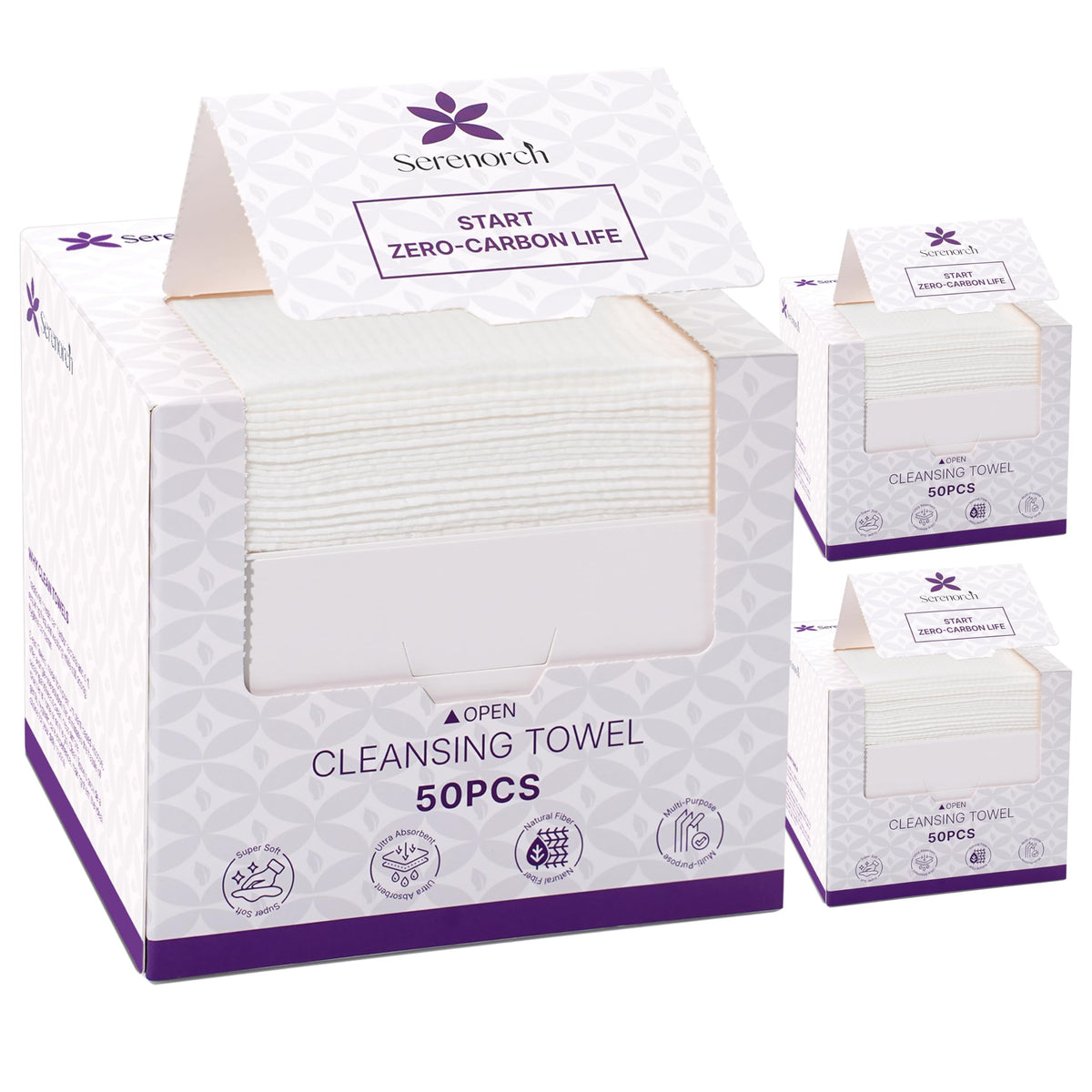 Serenorch Disposable Face Towels XL 150 Count front view