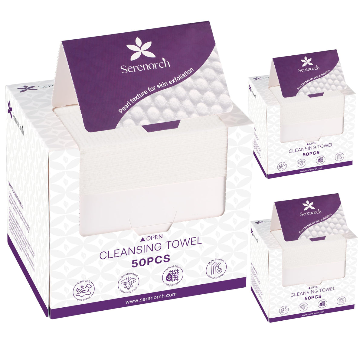 Serenorch Pearl Texture Disposable Face Towels XL 150 Count front view