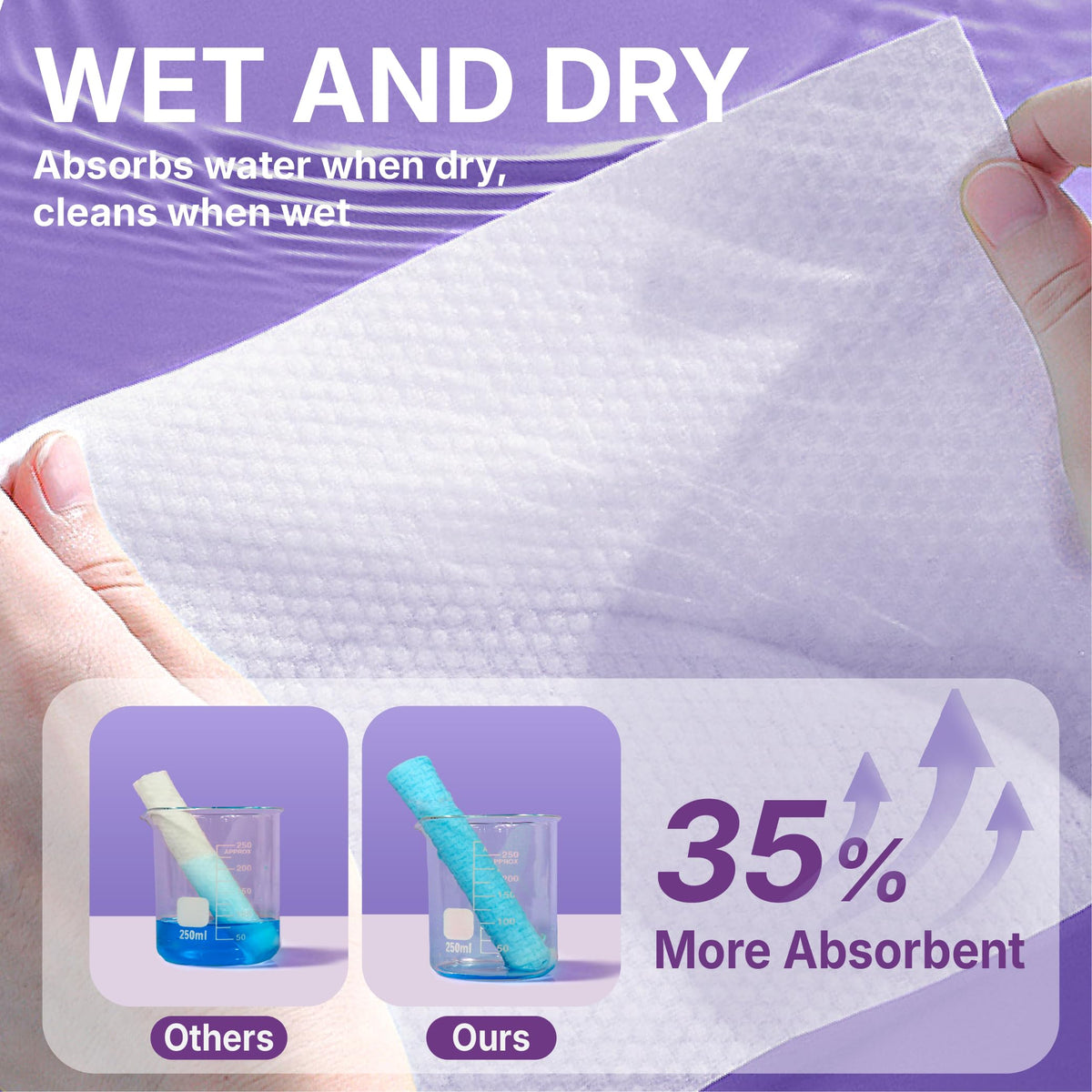 Serenorch Pearl Texture Disposable Face Towels XL in use for makeup removal
