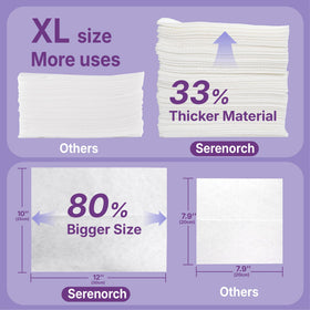 Serenorch Pearl Texture Disposable Face Towels XL size comparison