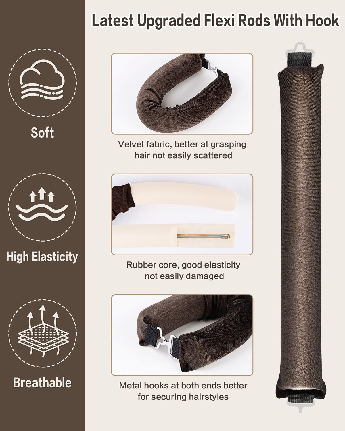 Seritant Heatless Curls Rollers in use on long hair