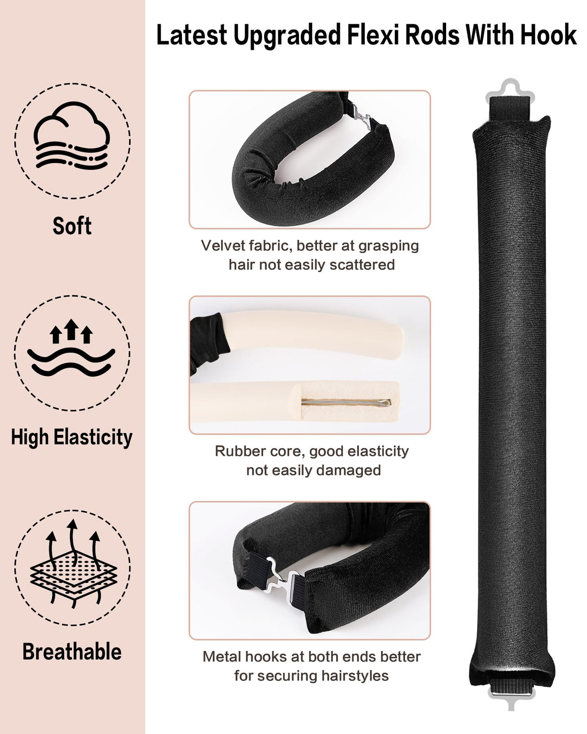 Seritant Heatless Curls Rollers in use on long hair