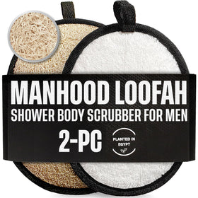 SERRENTO Mens Loofah Body Scrubber black and white design front view