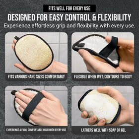 SERRENTO Mens Loofah Body Scrubber displaying comfortable grip