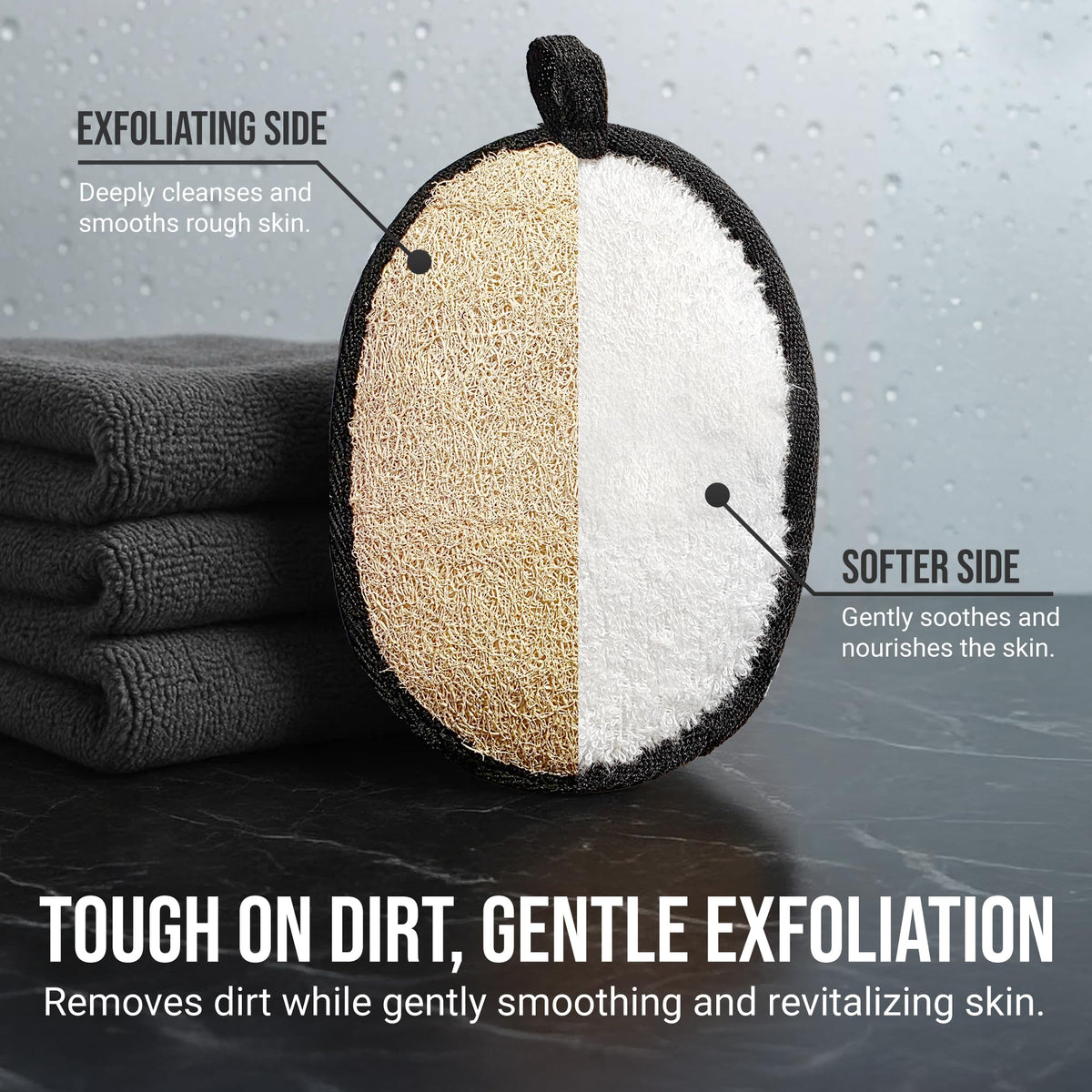 SERRENTO Mens Loofah Body Scrubber in shower setting