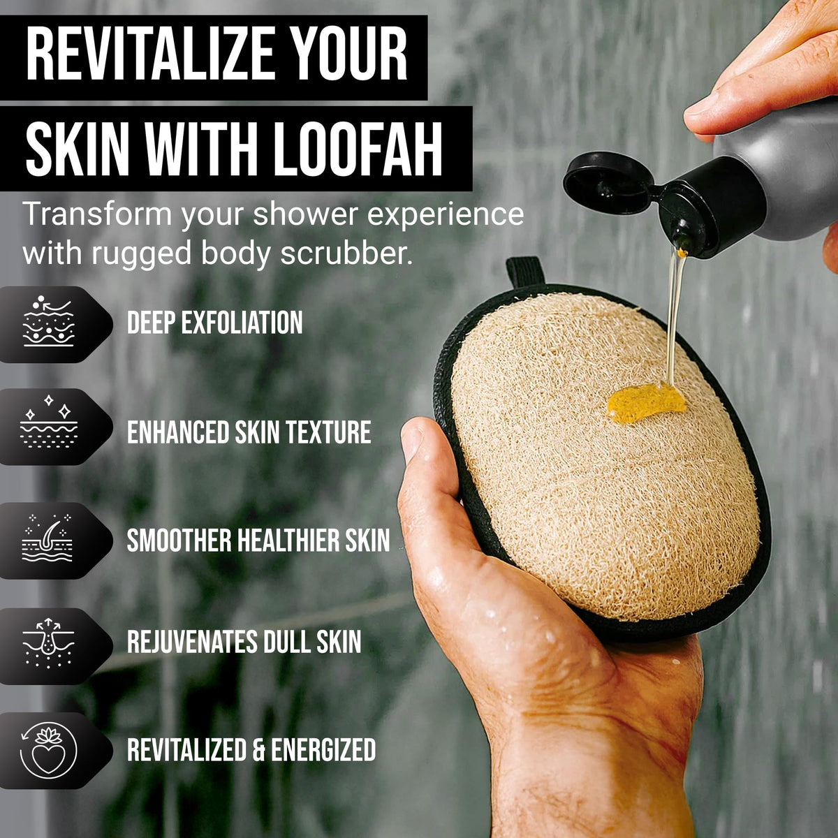SERRENTO Mens Loofah Body Scrubber packaging and contents