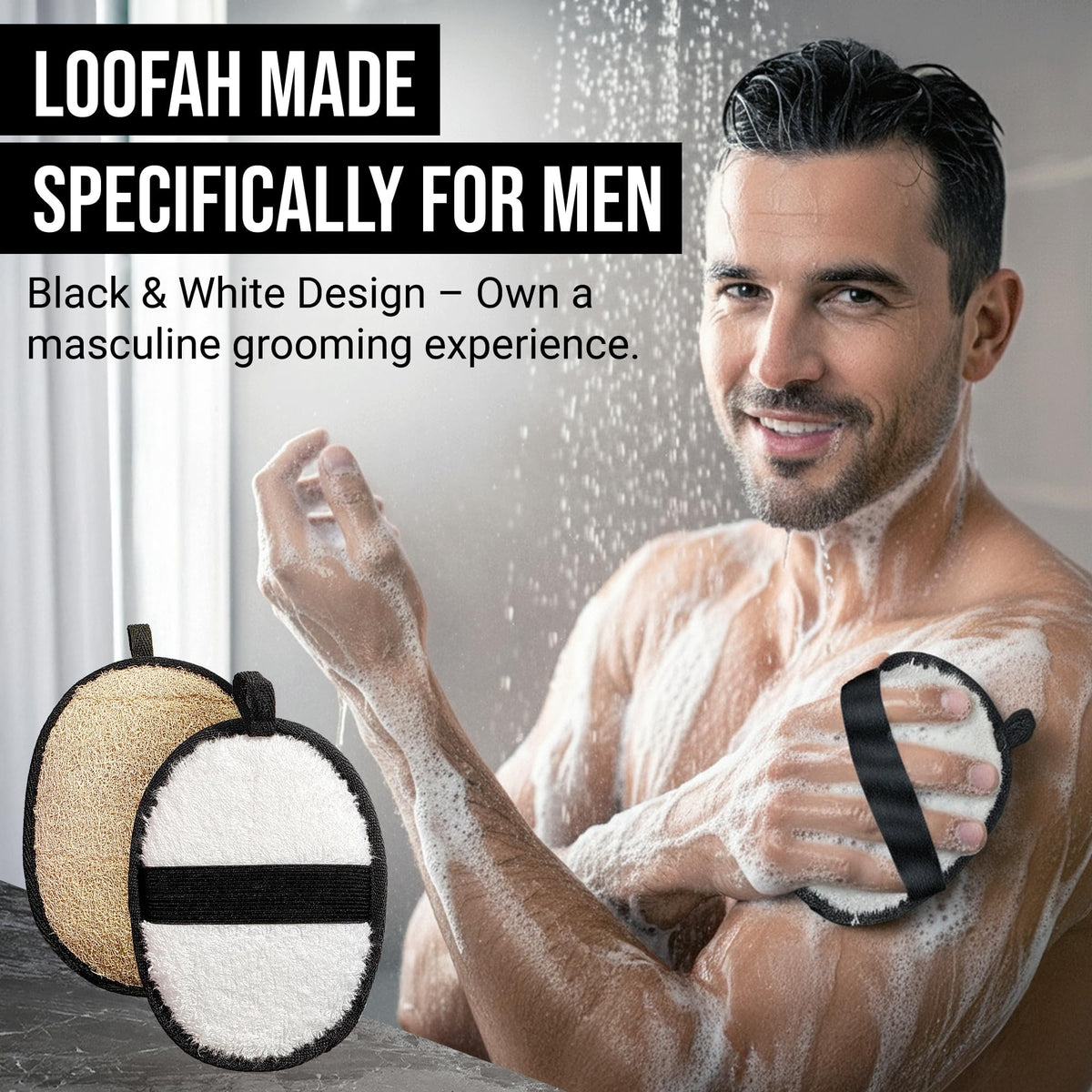 SERRENTO Mens Loofah Body Scrubber side view