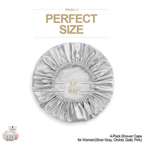 Set of four WhaleLife Satin Lined Shower Caps