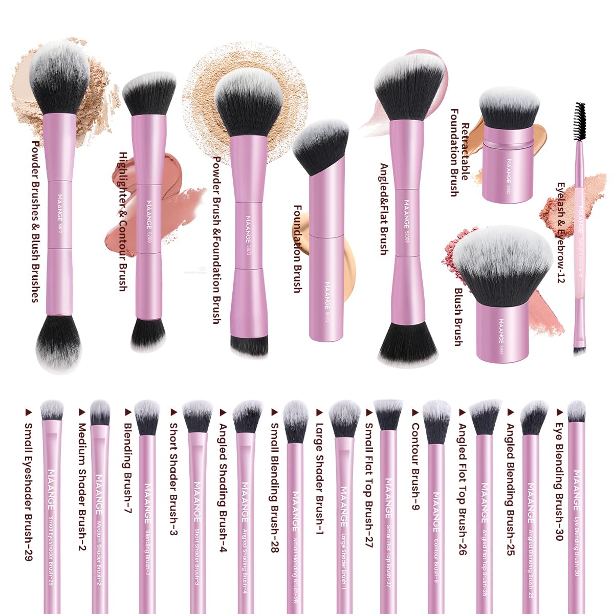 Set of MAANGE eye makeup brushes in carrying case