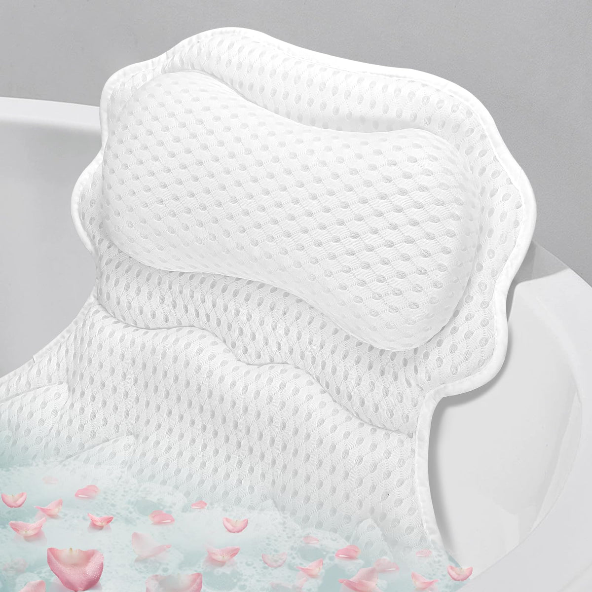 SetSail Bath Pillow front view in white