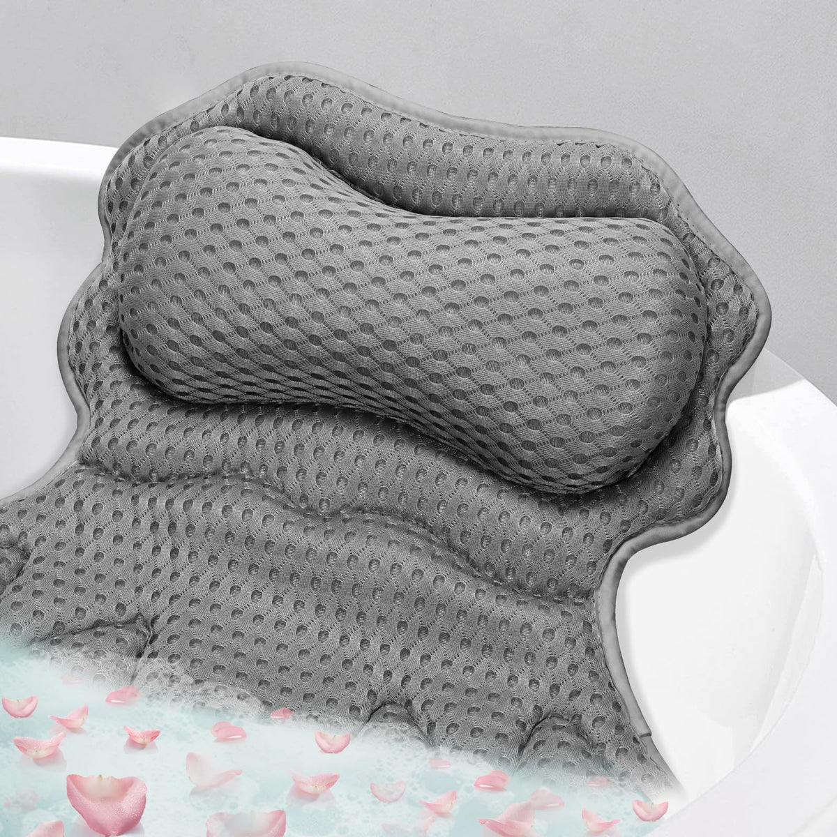 SetSail Bath Pillow grey model front view