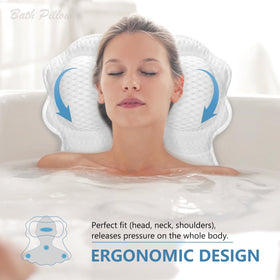 SetSail Bath Pillow with suction cups attached to a bathtub