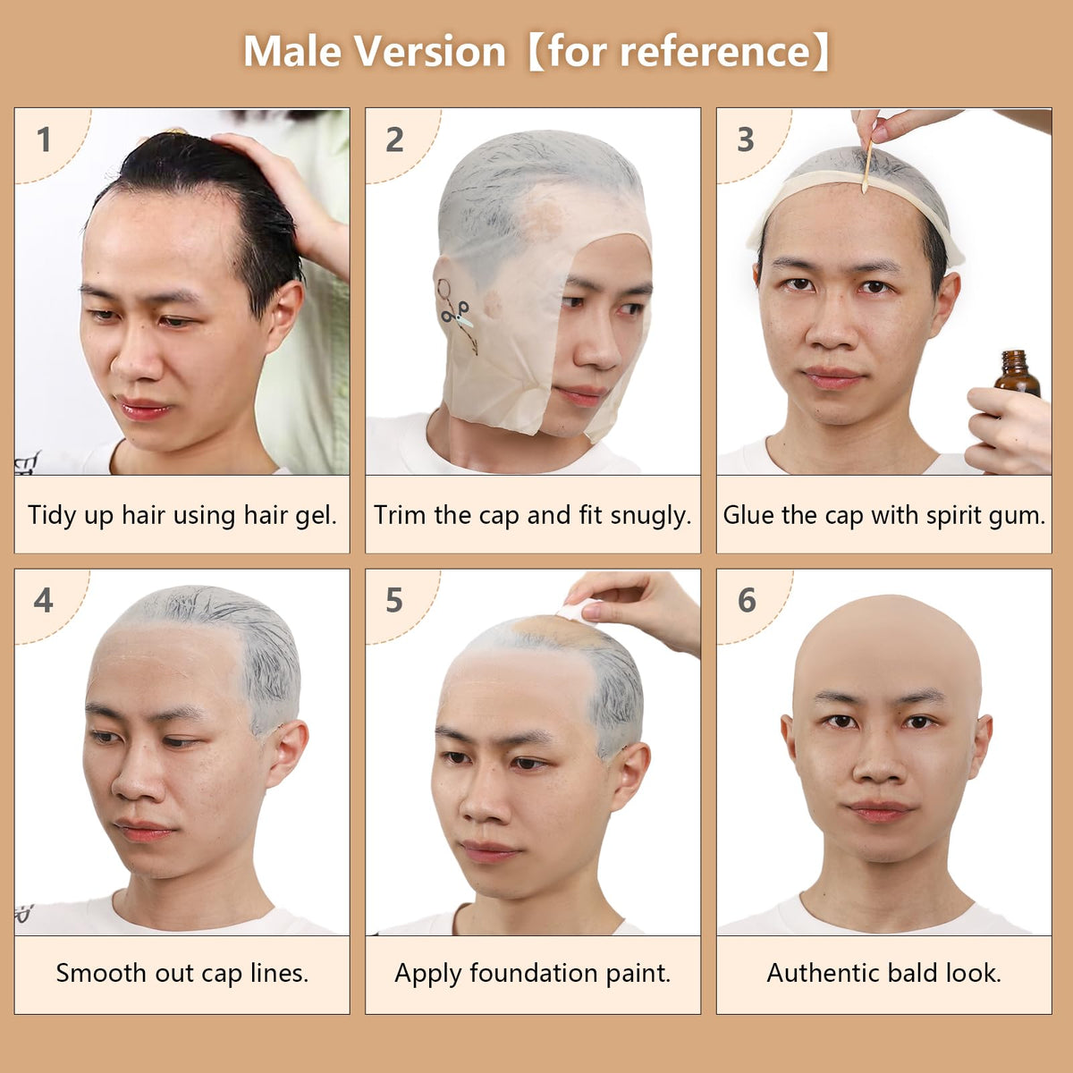 Setting powder and puff included in BOBISUKA Bald Cap Makeup Kit